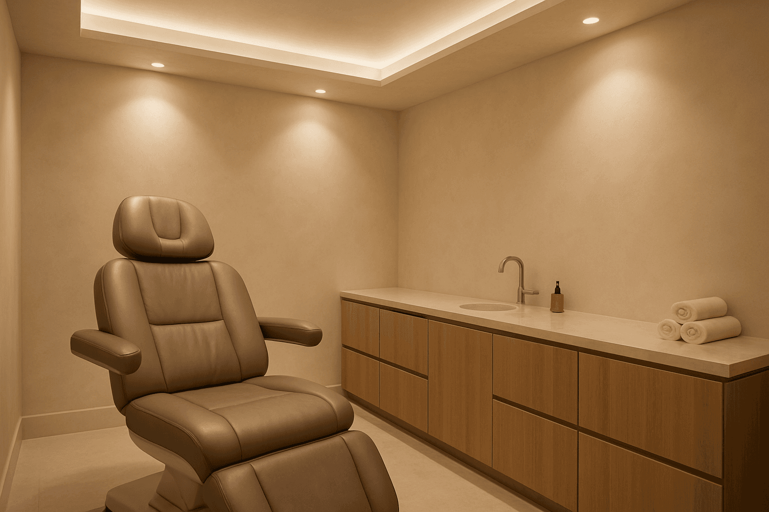 Luxury treatment room at Elements Med Lounge